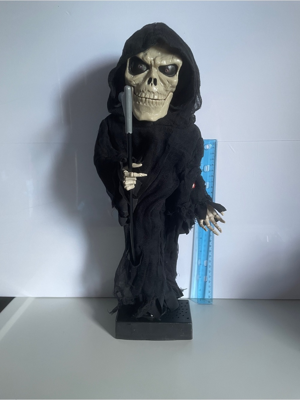 Vintage Halloween Animated Grim Reaper 18" Tall - Talks Mouth Moves Laughs
